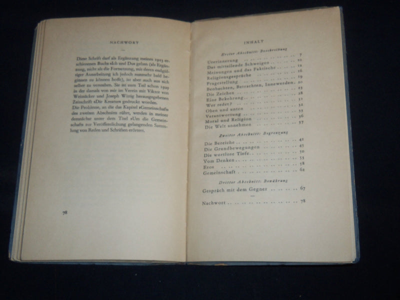 1934 ZWIESPRACHE HARDCOVER BOOK BY MARTIN BUBER - KD 5633Z