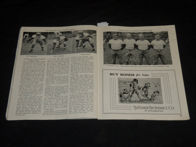 1945 OCTOBER 6 DARTMOUTH VS. PENNSYLVANIA COLLEGE FOOTBALL PROGRAM - J 5753