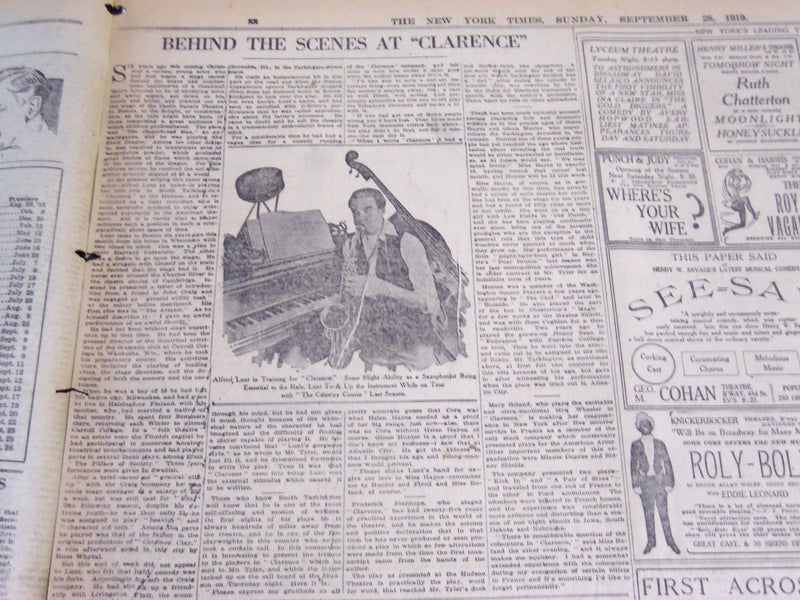 1919 SEPT 28 NY TIMES DRAMA SECTION - CHANCES OF PEACE TREATY SENATE - NT 7099