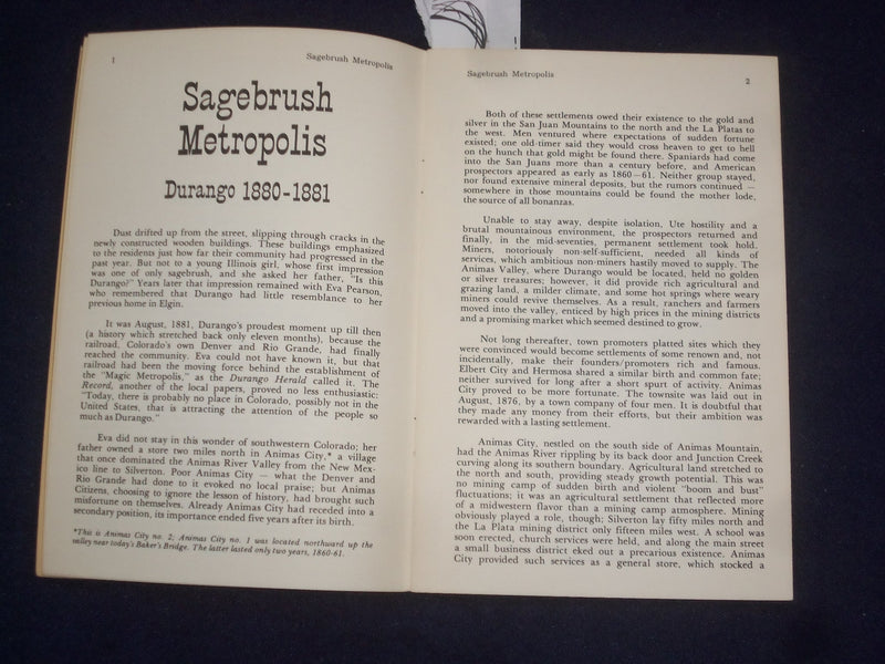 1977 SAGEBRUSH METROPOLIS - DURANGO 1880-1881 SOFTCOVER BOOK - J 9603