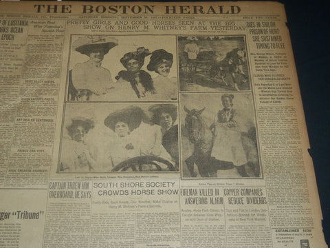 1907 SEPTEMBER 14 THE BOSTON HERALD - LUSITANIA MAKES OCEAN EPOCH - BH 238