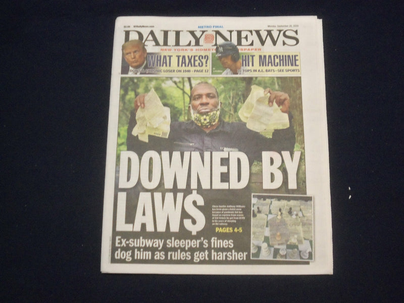 2020 SEPTEMBER 28 NEW YORK DAILY NEWS NEWSPAPER - TRUMP PAID $750 IN TAXES