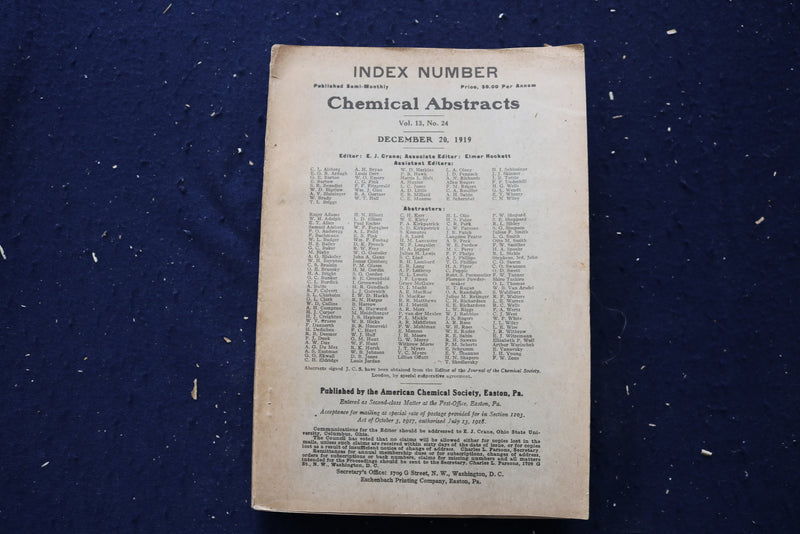1919-1920 CHEMICAL ABSTRACTS SEMI-WEEKLY MAGAZINE - LOT OF 7 - O 3493