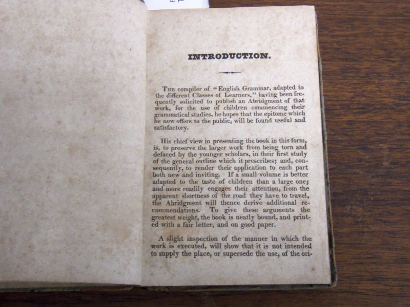 1927 MURRAY'S ENGLISH GRAMMAR ABRIDGED BOOK BY LINDLEY MURRAY - K 1287