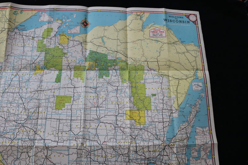 1942 WISCONSIN OFFICIAL HIGHWAY MAP - K 1984