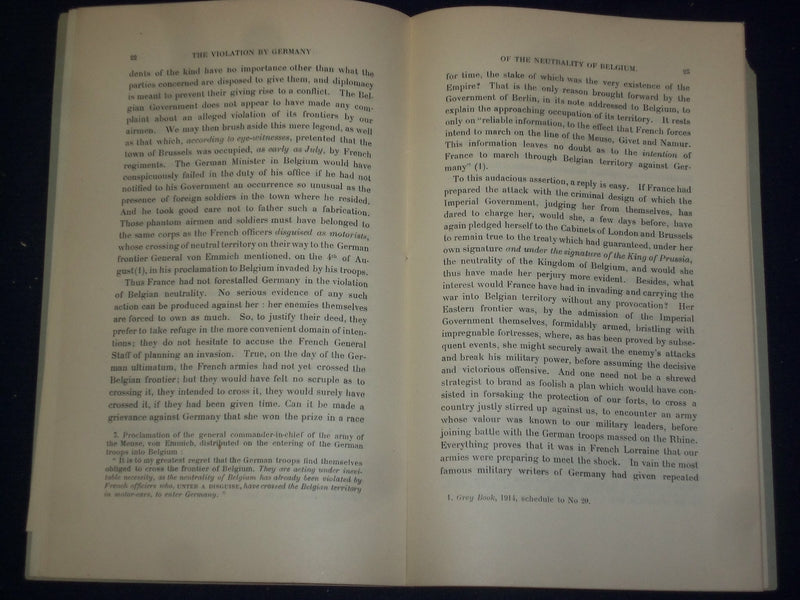 1915 THE VIOLATION BY GERMANY OF BELGIUM & LUXEMBERG BY ANDRE WEISS - J 4515