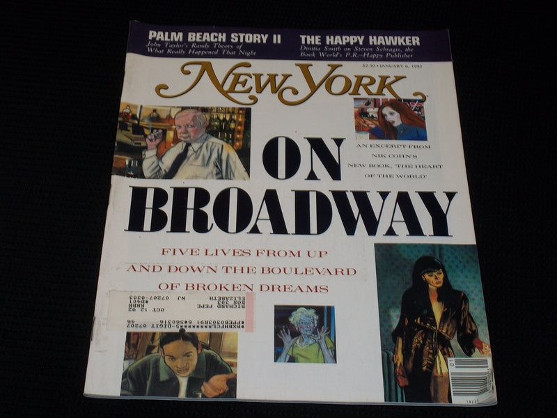 1992 JANUARY 6 NEW YORK MAGAZINE - ON BROADWAY FRONT COVER - E 618
