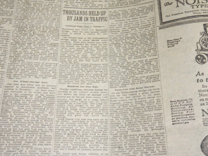 1920 AUGUST 31 NEW YORK TIMES - CHAOSIN BROOKLYN B.R.T. STRIKE - NT 8562