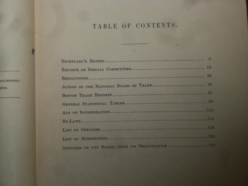 1874 BOSTON BOARD OF TRADE 20TH ANNUAL REPORT BY CORNELIUS G. ATTWOOD - J 4524