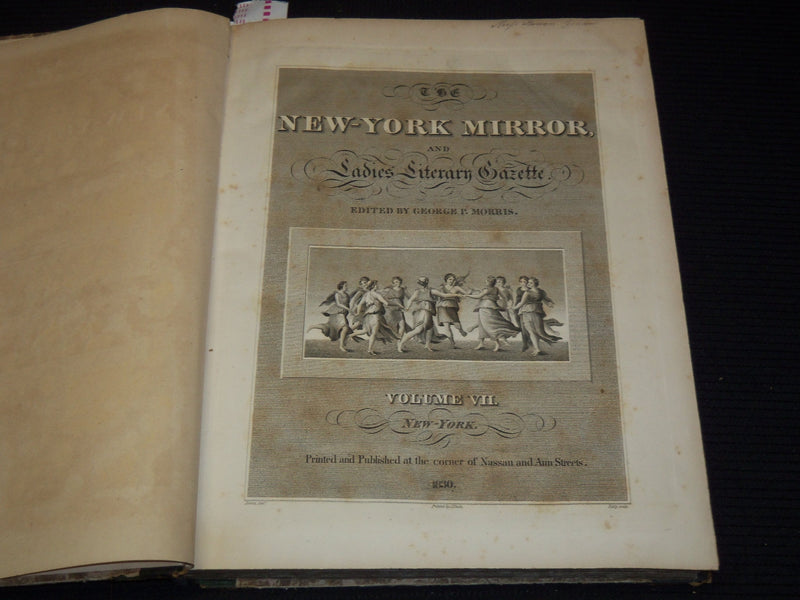 1829-1830 NEW YORK MIRROR AND LADIES GAZETTE BOUND VOLUME NO. 7 - KD 4675K
