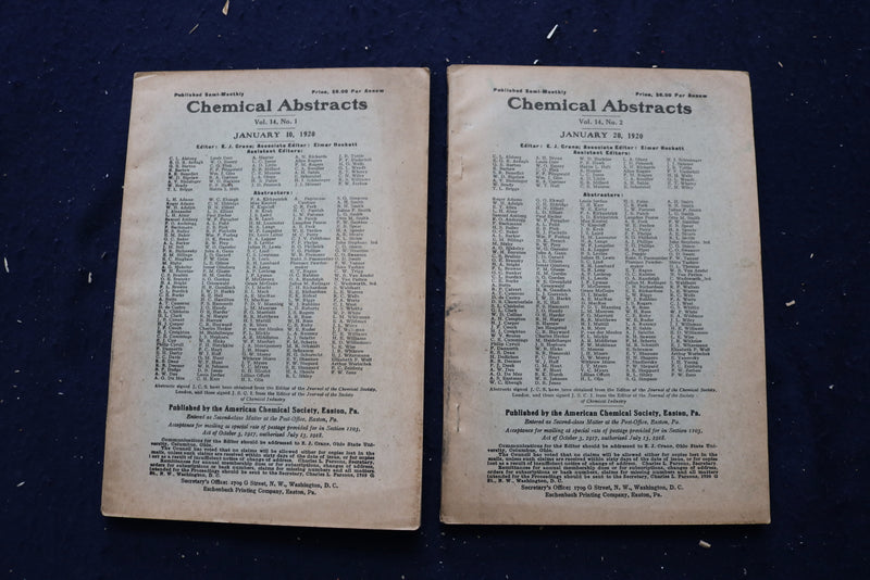 1919-1920 CHEMICAL ABSTRACTS SEMI-WEEKLY MAGAZINE - LOT OF 7 - O 3493