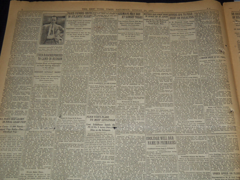 1927 AUGUST 13 NEW YORK TIMES - SACCO STILL FASTS EDISON ON AIR - NT 9566