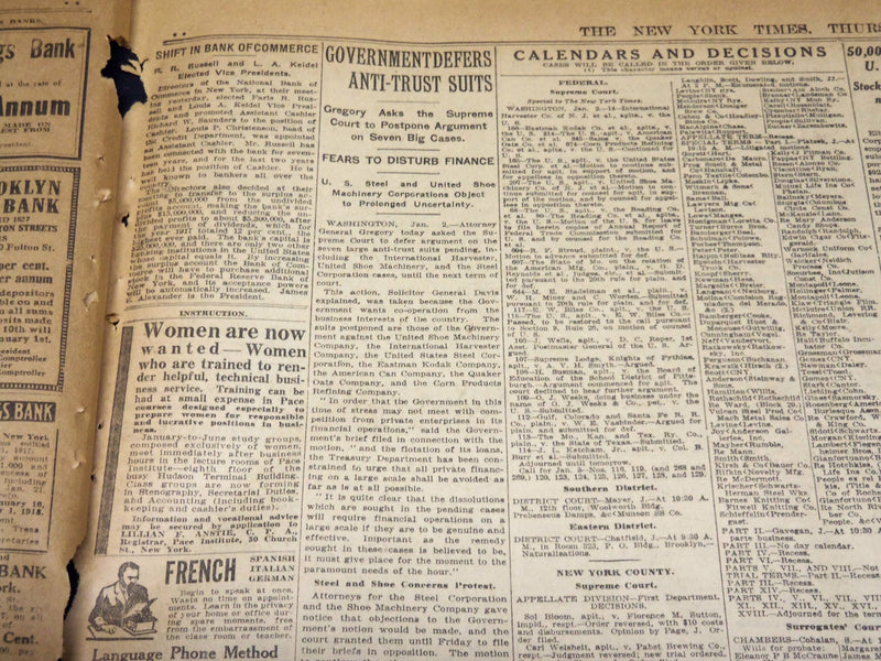 1918 JANUARY 3 NEW YORK TIMES - AMERICA PLEDGED TO RUSH MEN ABROAD - NT 7912