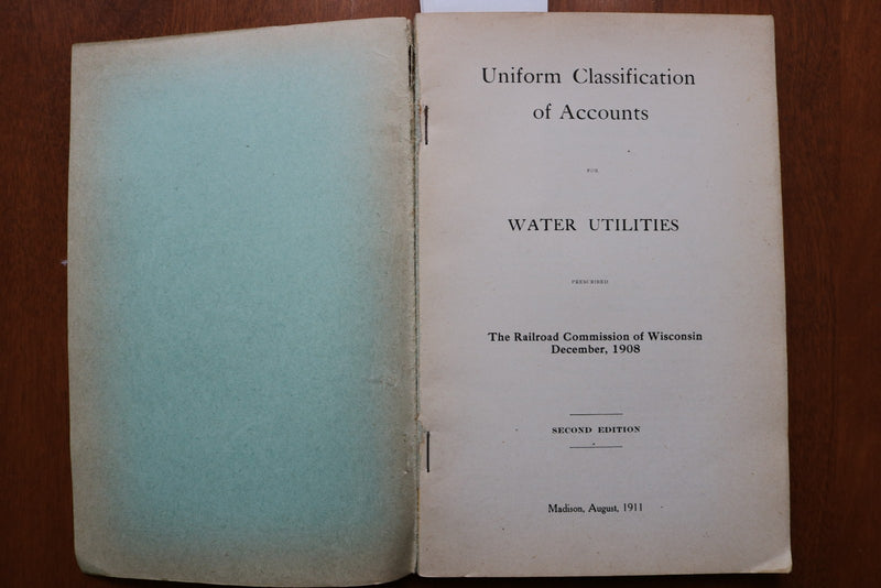 1911 UNIFORM CLASSIFICATION OF ACCOUNTS - WATER UTILITIES - WISCONSIN - K 3248