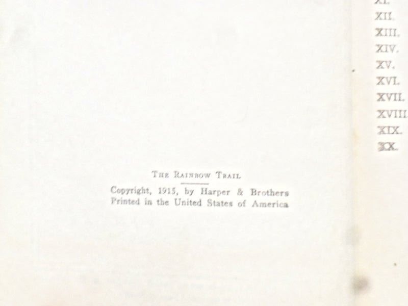 1915 THE RAINBOW TRAIL HARDCOVER BOOK BY ZANE GREY - KD 8381