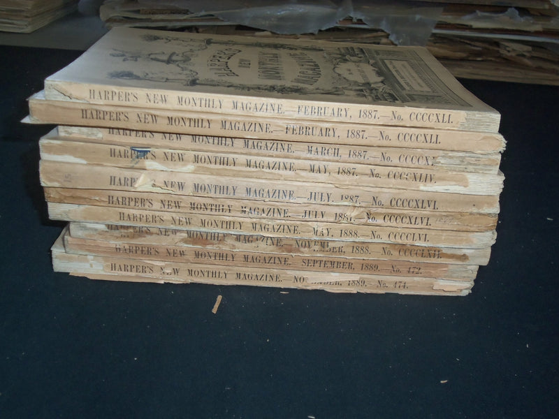 1887-89 HARPER'S MONTHLY MAGAZINE-LOT 10 ISSUES-NICE ILLUSTRATIONS & ADS-WR 466I