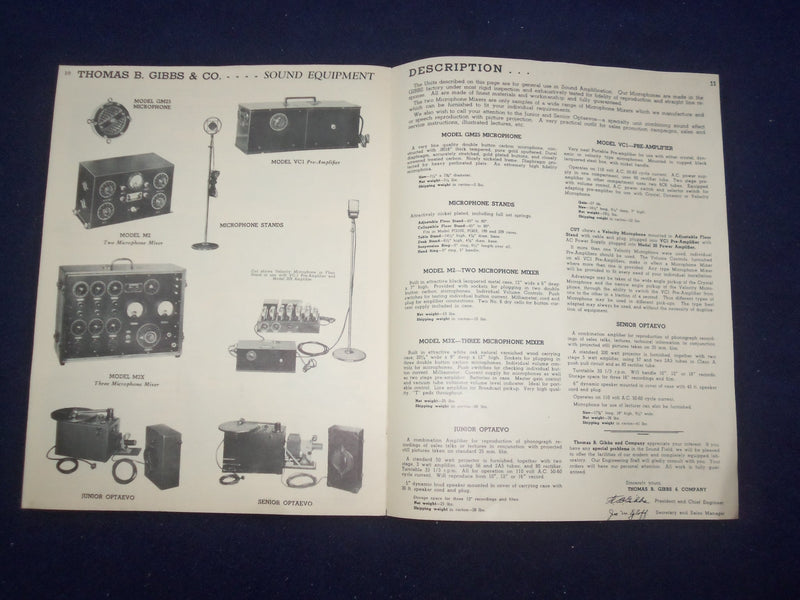 1930'S THOMAS B. GIBBS & CO. AMPLIFYING EQUIPMENT CATALOG - CHICAGO, IL - J 9326