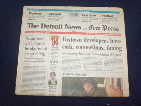 1994 OCT 29 DETROIT NEWS/FREE PRESS NEWSPAPER- FOXTOWN DEVELOPERS CASH - NP 7201