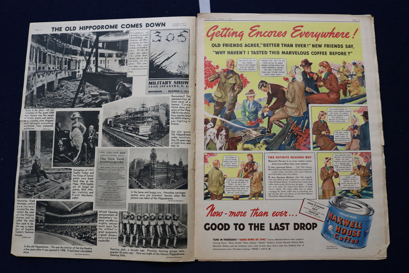 1939 OCT 8 SUNDAY NEWS PICTURE NEWSPAPER - BRUCE CABOT- PARIS FASHIONS - E 22703