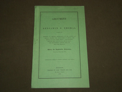1861 BENJAMIN F. THOMAS ARGUMENT BOOK - LEGISLATIVE COMMITTEE - BRISTOL - J 4683