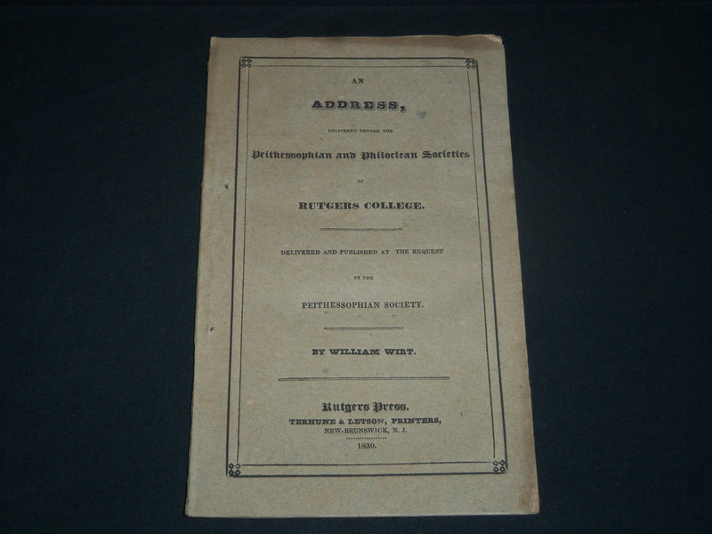 1830 RUTGERS COLLEGE PEITHESSOPHIAN & PHILOCLEAN SOCIETY ADDRESS BOOK - J 3909