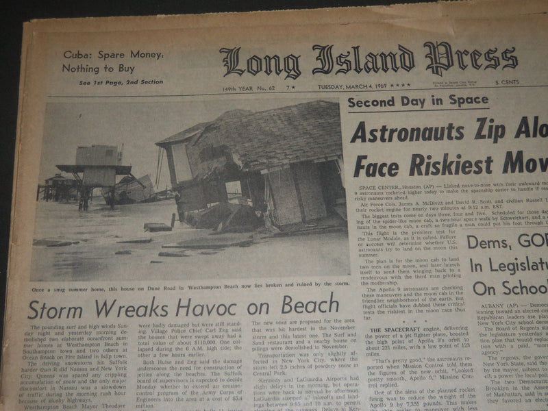 1969 MAR 4 & 5 LONG ISLAND PRESS NEWSPAPER LOT OF 2 - ASTROS ZIP ALONG - NP 2403