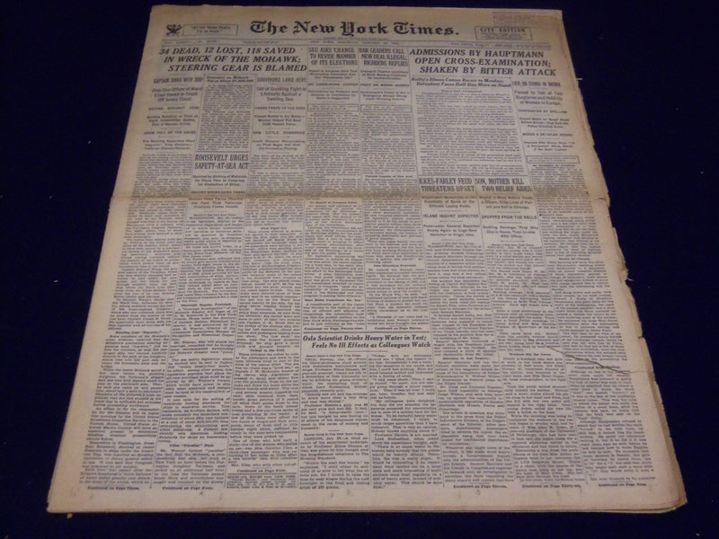 1935 JAN 26 NEW YORK TIMES - ADMISSIONS BY HAUPTMANN CROSS EXAMINATION - NT 3825