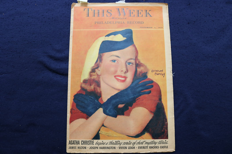 1939 SEP 3 THIS WEEK MAGAZINE - VIVIEN LEIGH - SCARLET O'HARA COVER - E 22880