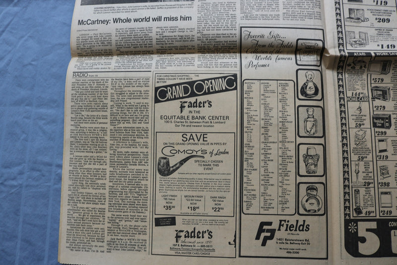 1980 DECEMBER 9 THE NEWS AMERICAN NEWSPAPER - JOHN LENNON VIOLENT DEATH- NP 9209