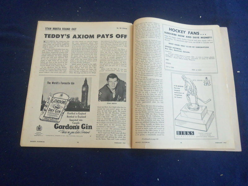 1961 FEBRUARY HOCKEY PICTORIAL MAGAZINE - RALPH BACKSTROM COVER - ST 200M