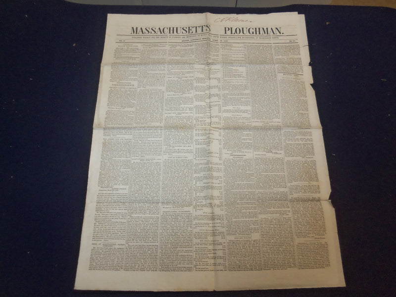 1847 APRIL 10 MASSACHUSETTS PLOUGHMAN NEWSPAPER - NIAGARA BRIDGE - NP 5144