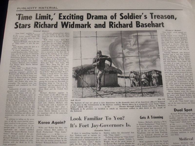 1957 TIME LIMIT MOVIE PRESS BOOK STARRING RICHARD WIDMARK & R. BASEHART - P 15