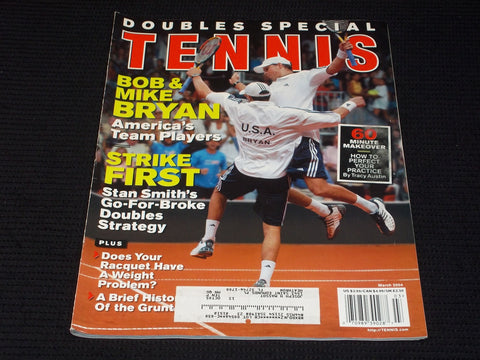 2004 MARCH TENNIS MAGAZINE - BOB & MIKE BRYAN FRONT COVER - E 2290