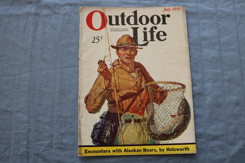 1931 JULY OUTDOOR LIFE MAGAZINE - ENCOUNTERS WITH ALASKAN BEARS - ST 1000Z