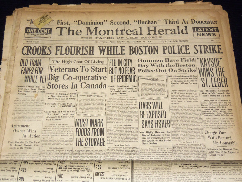 1919 SEPTEMBER THE MONTREAL HERALD NEWSPAPER LOT OF 23 ISSUES - NTL 16C