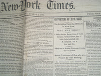 1865 AUGUST 5 NEW YORK TIMES NEWSPAPER - SUPPORTERS OF JEFF DAVIS - NP 3990