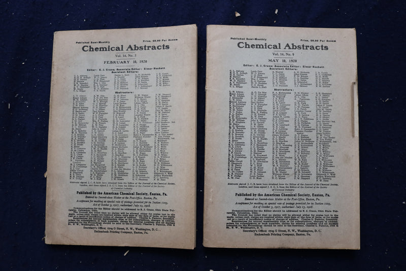 1919-1920 CHEMICAL ABSTRACTS SEMI-WEEKLY MAGAZINE - LOT OF 7 - O 3493