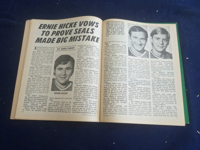 1973 FEBRUARY HOCKEY PICTORIAL MAGAZINE -R. MARTIN & G. PERREAULT COVER -ST 200Z