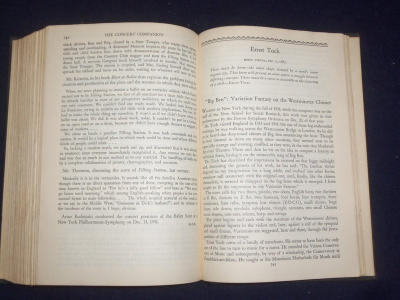 1946 THE CONCERT COMPANION HARDCOVER BOOK BY R. BAGAR & L. BIANCOLLI - KD 9161