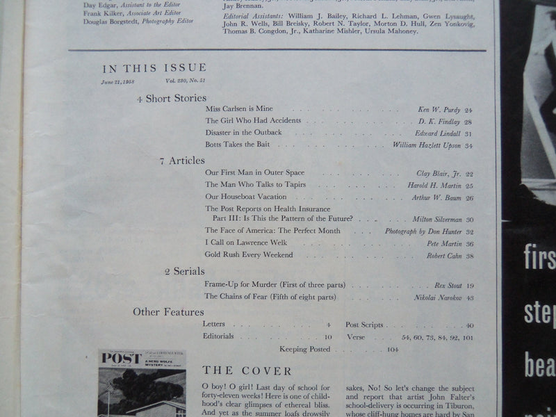 1958 JUNE 21 THE SATURDAY EVENING POST MAGAZINE-I CALL ON LAWRENCE WELK- SP 2188