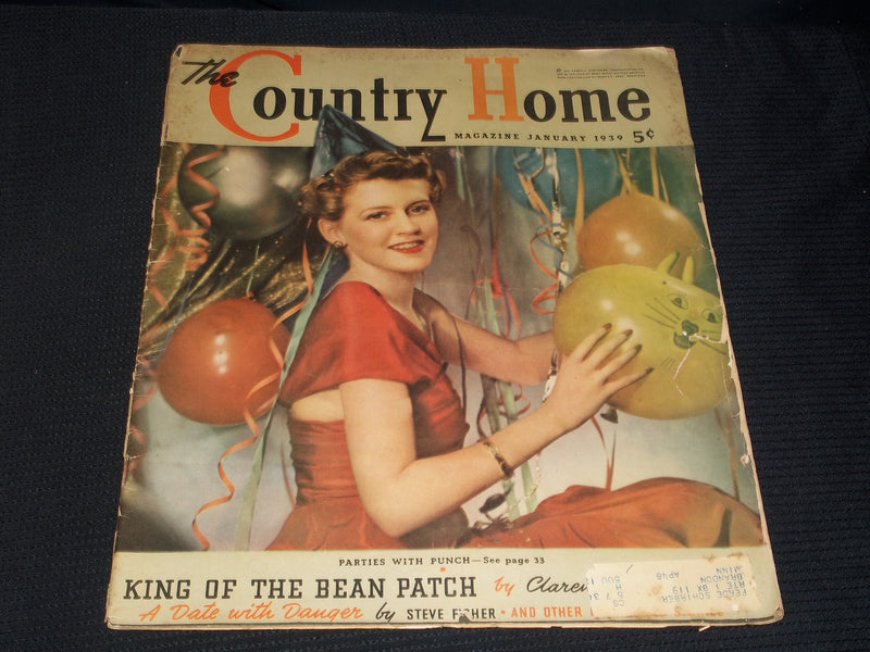 1939 JANUARY THE COUNTRY HOME MAGAZINE - PARTIES WITH PUNCH FRONT COVER - E 5721