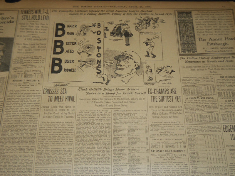 1906 APRIL 21 THE BOSTON HERALD NEWSPAPER - FIRE BREAKS OUT ANEW - BH 296