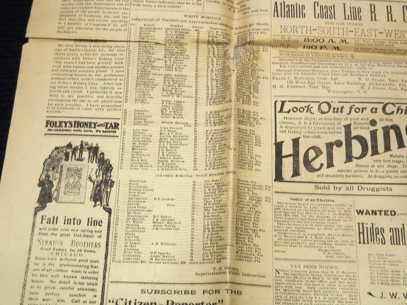1903 JULY 3 THE CITIZEN REPORTER NEWSPAPER - LAKE CITY FLORIDA - NP 8957