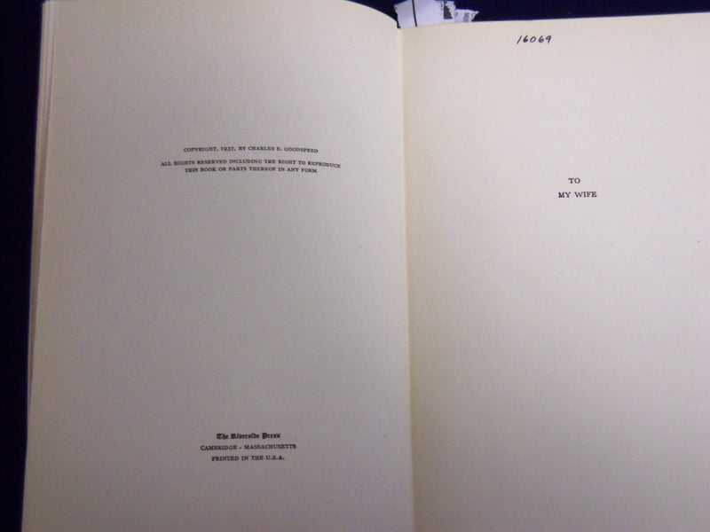 1937 YANKEE BOOKSELLER HARDCOVER BOOK BY CHARLES E. GOODSPEED - KD 2058J