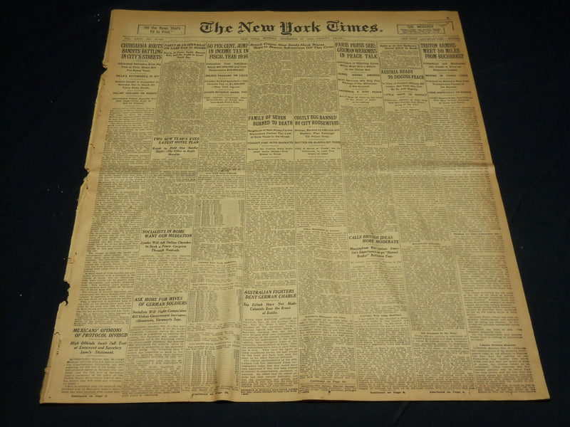 1916 NOVEMBER 27 NEW YORK TIMES - AUSTRIA READY TO DISCUSS PEACE - NT 7719