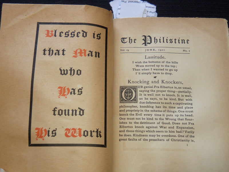 1901 JUNE-NOVEMBER THE PHILISTINE MAGAZINE VOLUME NO. XIII - KD 7672