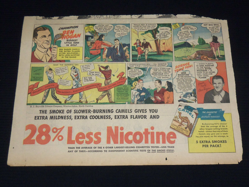 1940'S BEN HOGAN CAMELS CIGARETTES COLOR COMICS AD - GOLF - NP 1847I