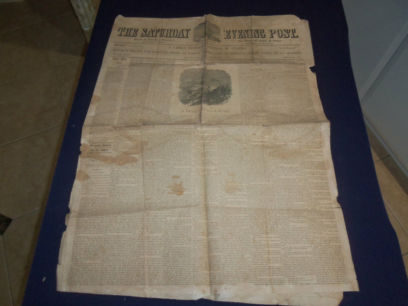 1853 SEP 3 THE SATURDAY EVENING POST NEWSPAPER - GODIVA - GARIBALDI - NP 5056