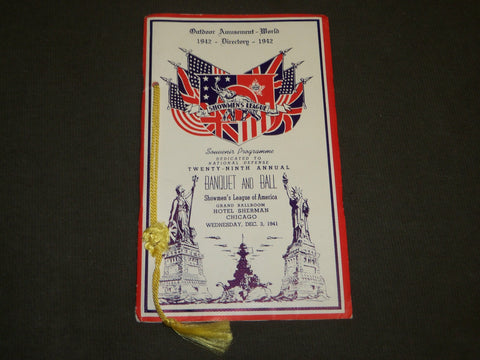 1941 SHOWMEN'S LEAGUE OF AMERICA BANQUET & BALL PROGRAM - CHICAGO - J 3539