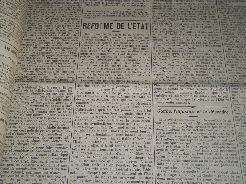 1932 JANUARY-MARCH LE TEMPS FRENCH NEWSPAPER BOUND VOLUME - VB 6